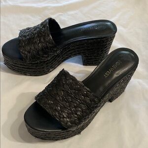 Nine West Black Textured Platform Sandals gently worn.